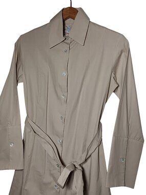 Fine Garments By Bell Shirt Dress Size 0 Long Sleeve Beige Button Up Minimalist